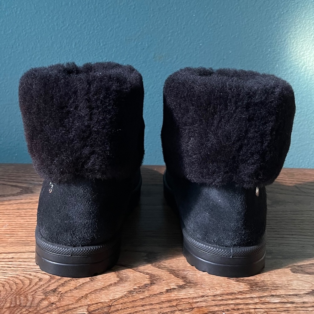 ABEO Boots  Shearling Lined  Two Tone Blue Metallic / Black Suede  Size 7  NWOT - Picture 6 of 9